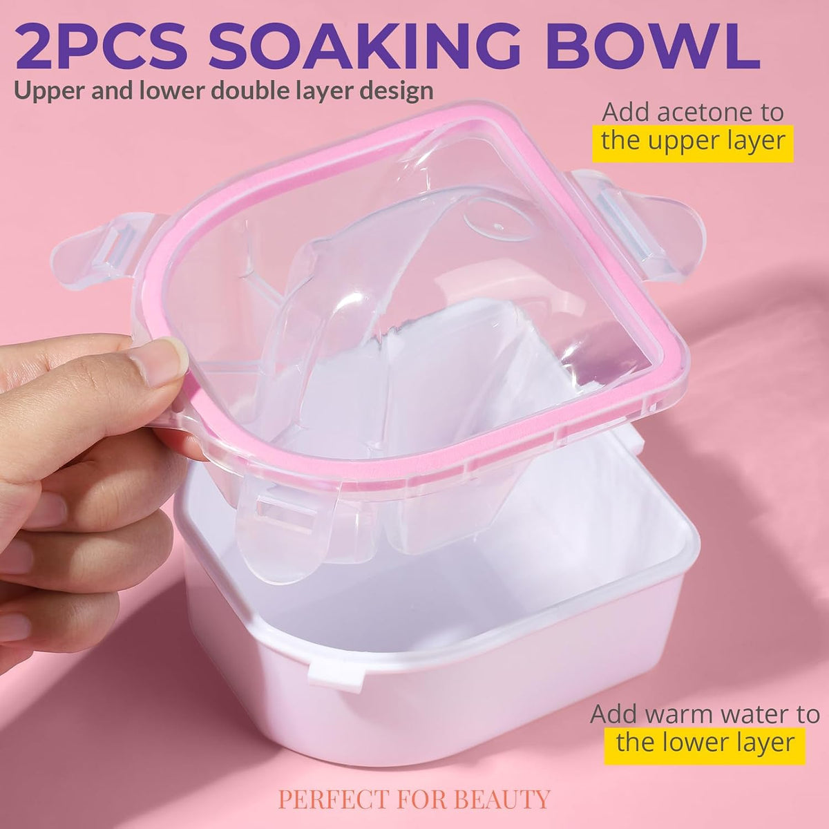 10Pcs Soak Off Bowl Nail Soaking Bowl Kit 2 Nail Soaking Bowl Acetone Proof Soak Off Gel Polish Remover Bowl