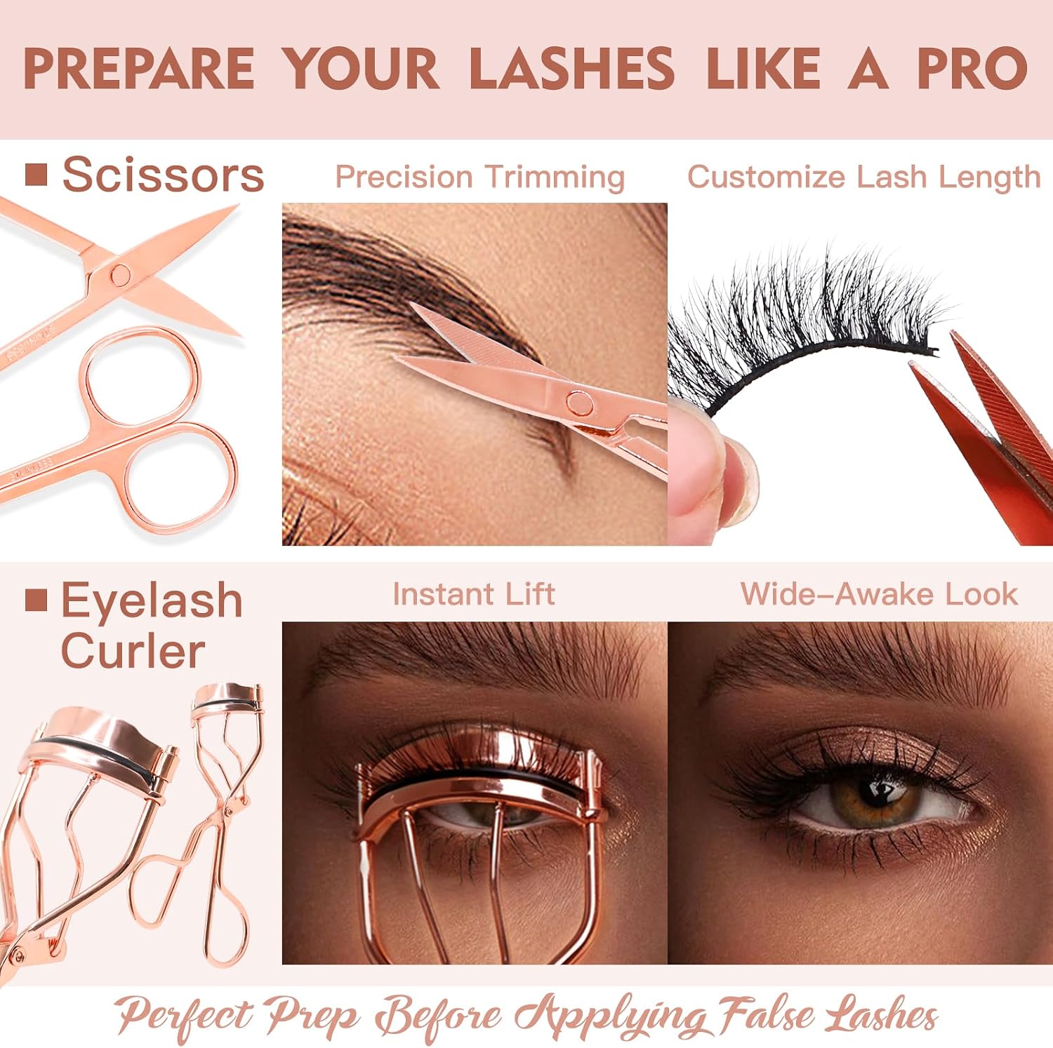 5-in-1 Lash Applicator Tool Kit, Lash Tweezers Set | Eyelash Applicator, Tweezers, Curler and Scissors for Easy False