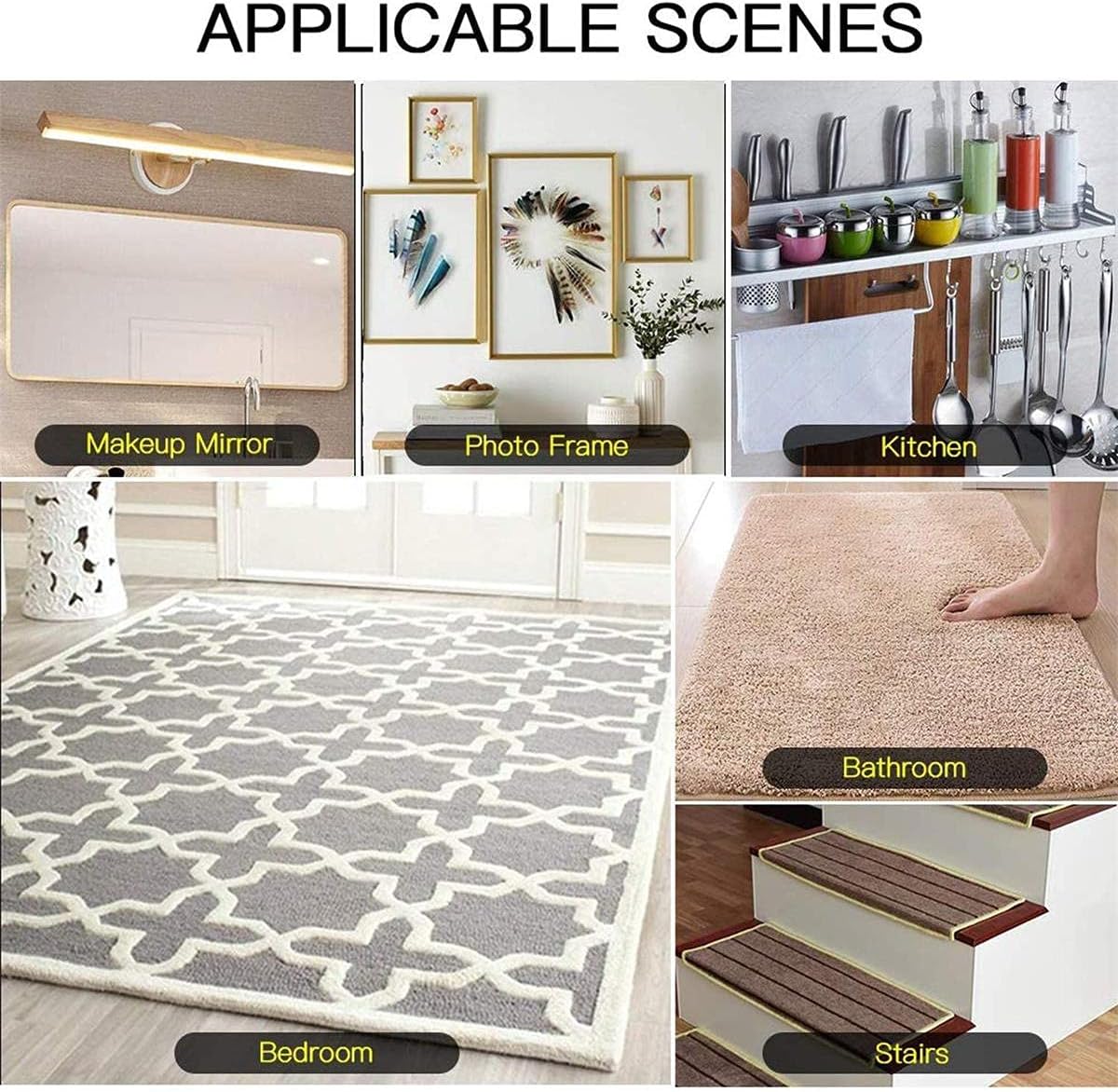 Double Sided Tape Heavy Duty,Multi Purpose Removable Mounting Non-Marking Gel Tape,Fixed Carpet,Kitchen Utensils,LED