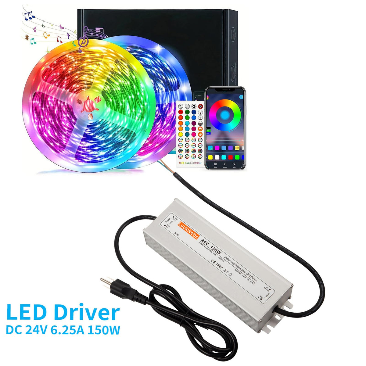 LED Driver 24V 150W Waterproof Power Supply IP67 DC Transformer