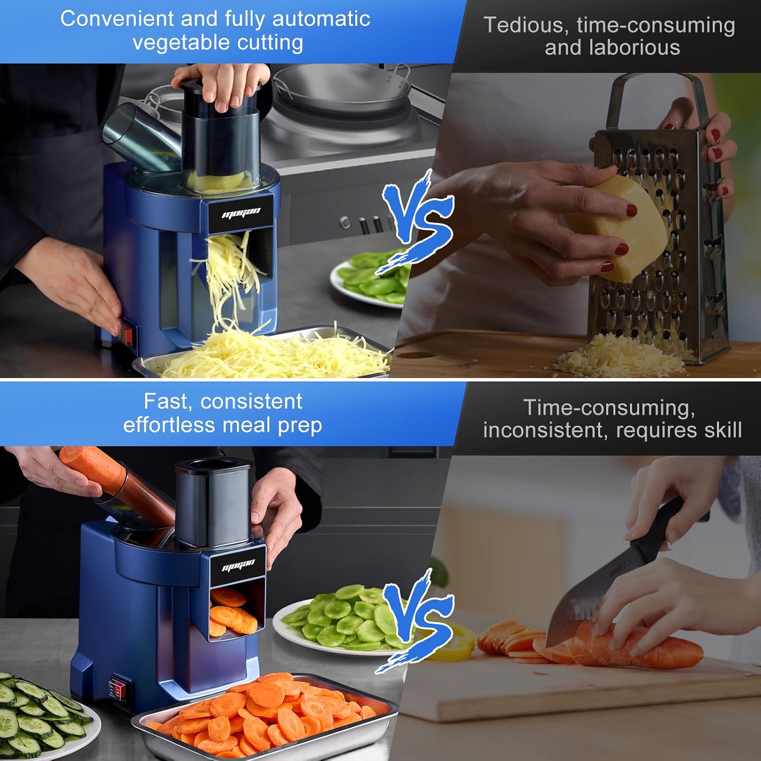 8-In-1 Electric Vegetable Cutter, Commercial Vegetable Dicer Slicer | 100W Veggie Food Processor for Home Kitchen