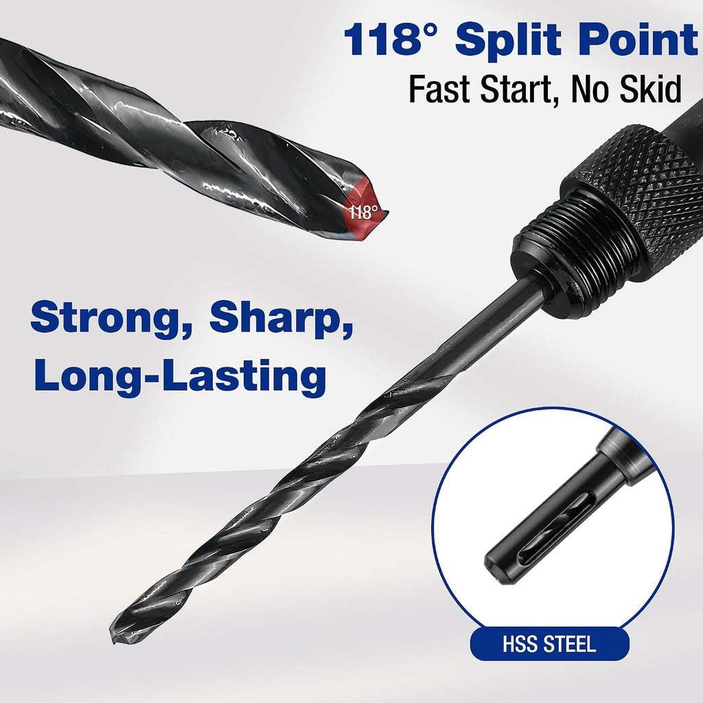 WORKPRO Self Centering Drill Bit Set, 3-Piece VIX Bit with Hex Key