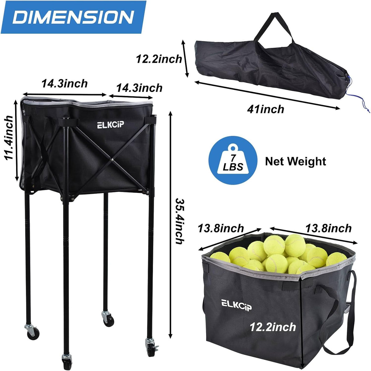 Portable Pickleball & Tennis Ball Hopper - Pickleball Collector Retriever Basket Carrier Gatherer Picker Container