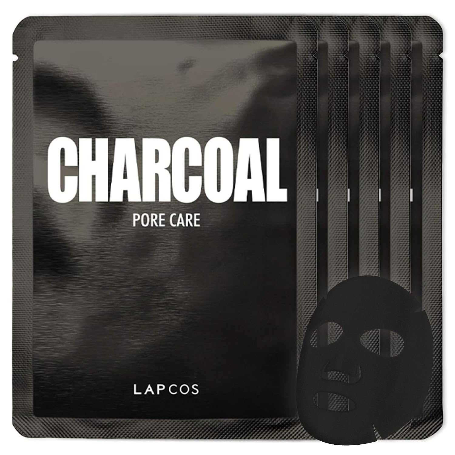 K Beauty Charcoal Sheet - Pore Refining Face Mask (Pack of 5) | Gently Exfoliating Facial Mask with Salicylic Acid