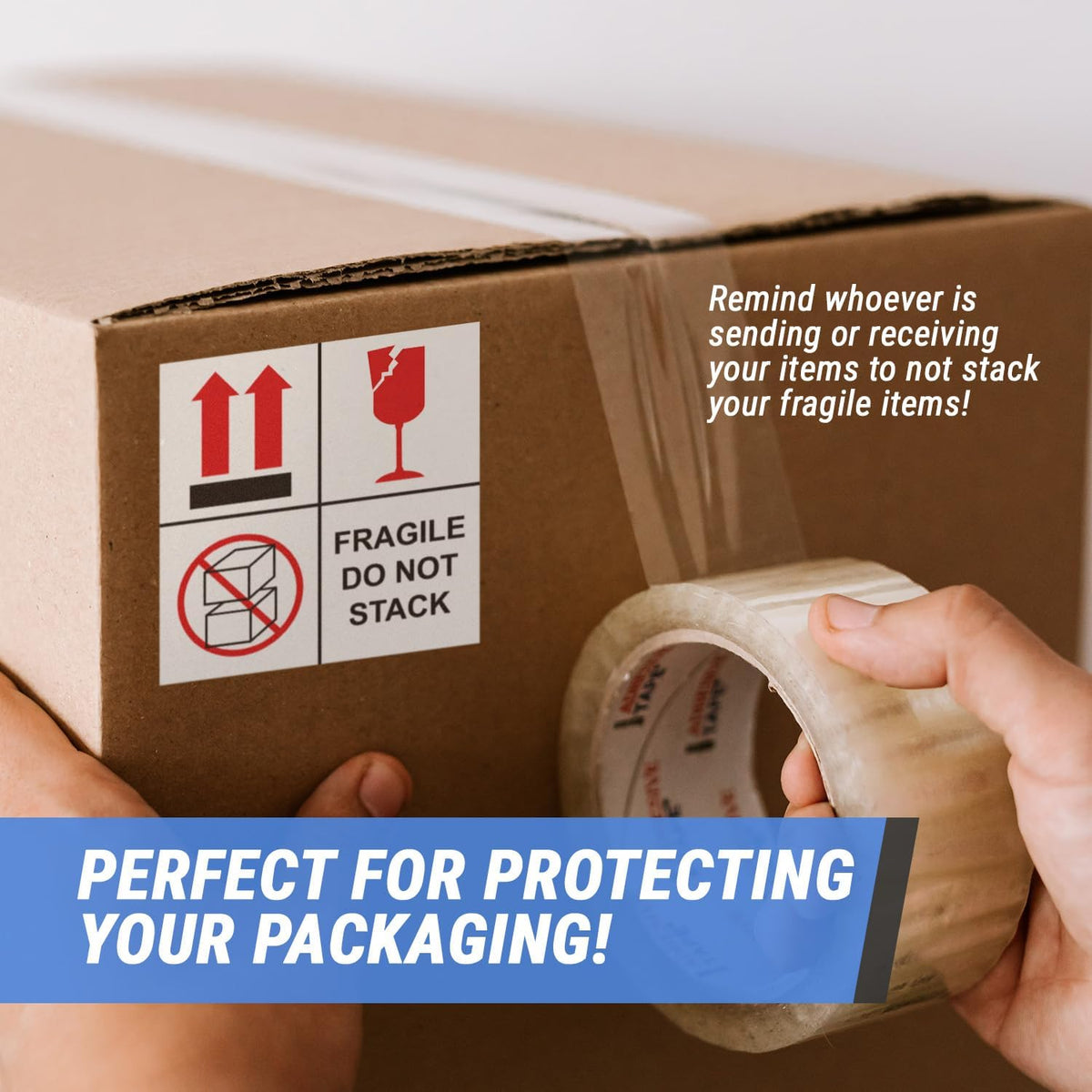Fragile Do Not Stack Labels, 4 x 4 inch, 300 Count