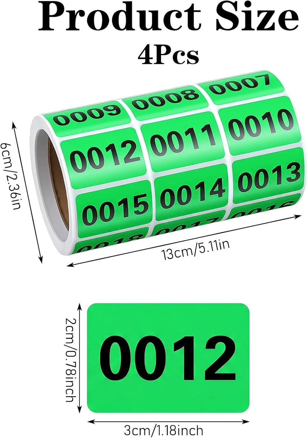 4 Rolls Inventory Numbered Stickers 1-1000, 30x20mm Inventory Stickers Consecutively Number Labels Self-Adhesive