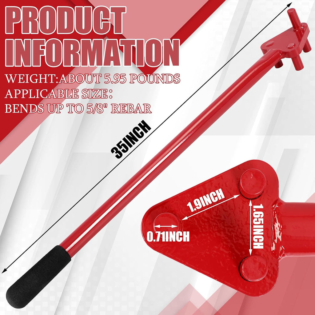 Rebar Bender for 5/8 Inch Bars Manual Bending Machine Rebar Tools Bar Reverse Head for Flat Steel and Steel Rod