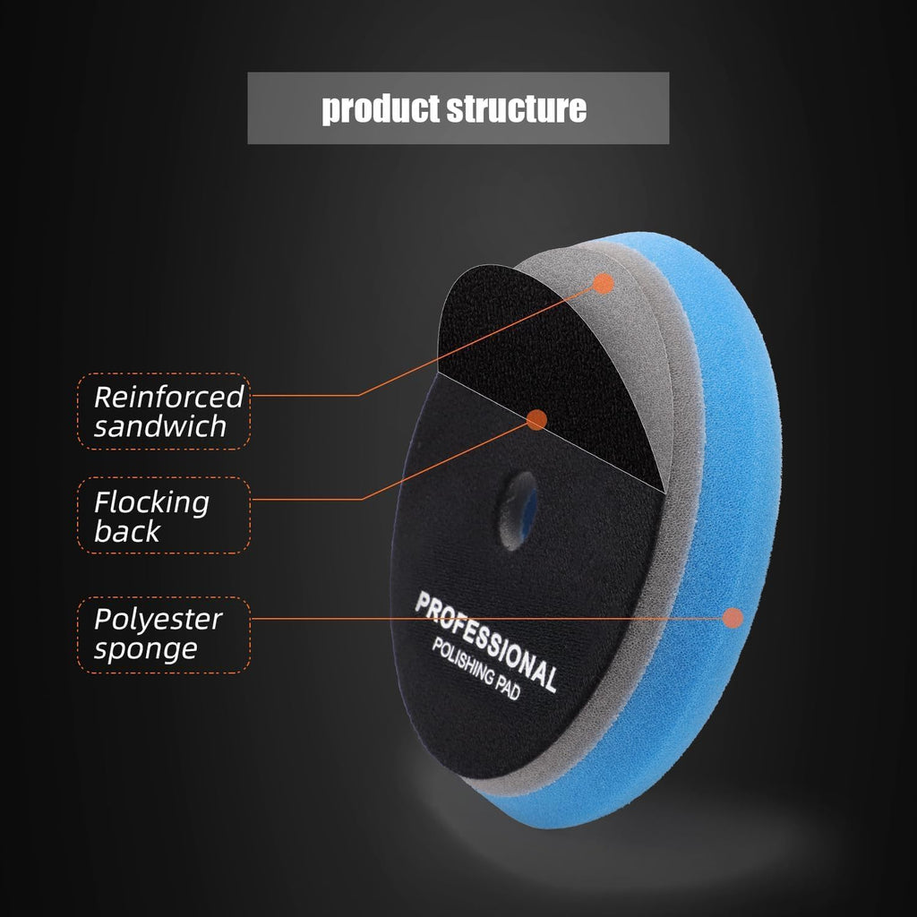 HD Buffing Polishing Pads, 5 Inch Orbital Buffer Pads Hook and Loop Buffing Pads, Foam Polish Pad 5 Grits from Coarse