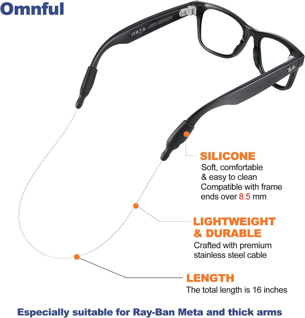 Glasses Strap for RayBan Meta Smart Glasses, Wide Temples-Eyeglasses Strap String for Men Women Kids, Eye Glasses