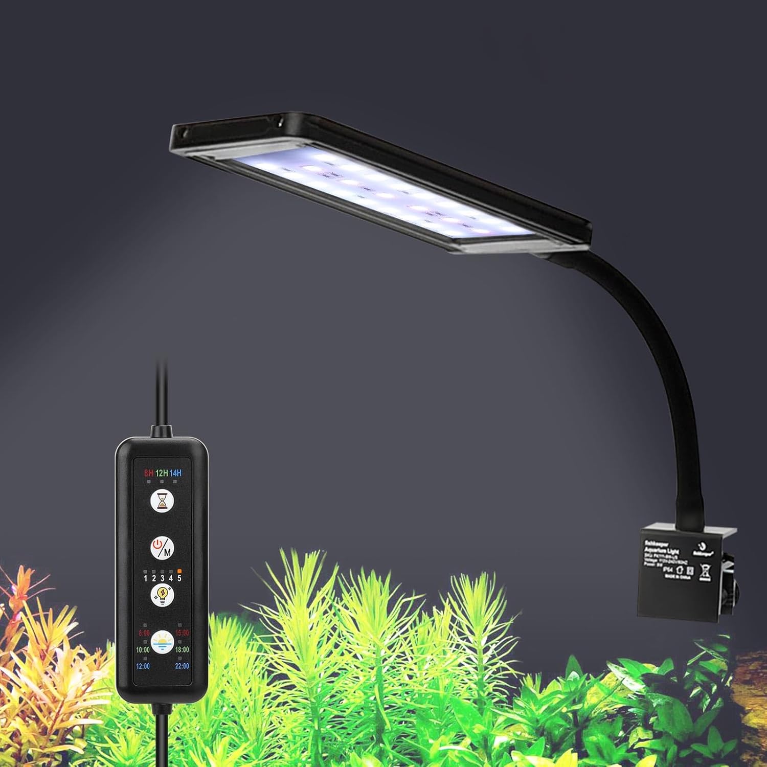 Clip On Aquarium Light, 24/7 Mode Fish Tank Light with Timer | Full Spectrum Aquarium Light Simulate