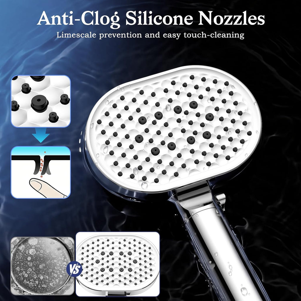 Filtered Shower Head with Handheld,High Pressure 4 Mode Shower with Filters | 6’’ Panel Shower Heads, Remove Chlorine