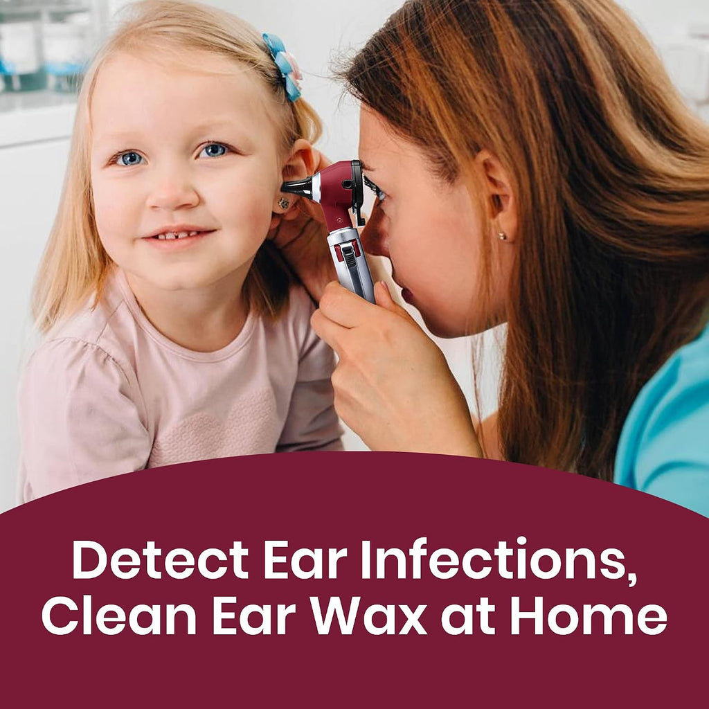 ZetaLife Otoscope - Ear Scope with Light, Ear Infection Detector, Pocket Size (Maroon Color)