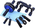 Ab Roller Kit, 5-in-1 with Knee Pads, Push-Up Bars & Jump Rope | Stainless Steel, Non-slip TPR, Floor Safe, Home Gym