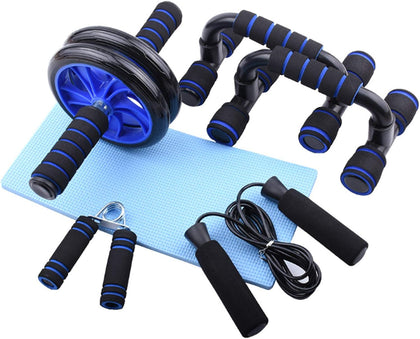Ab Roller Kit, 5-in-1 with Knee Pads, Push-Up Bars & Jump Rope | Stainless Steel, Non-slip TPR, Floor Safe, Home Gym
