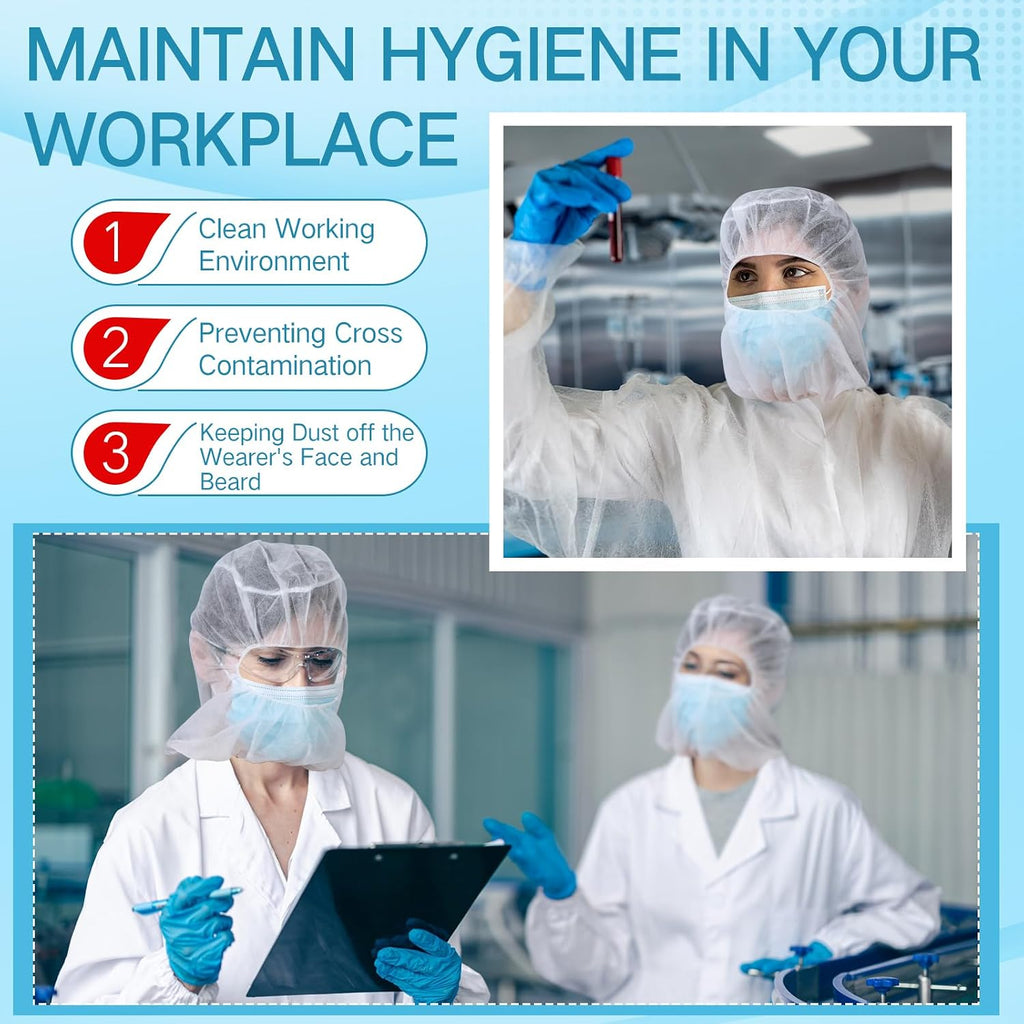 100 Pcs Disposable Hair Nets, Bouffant Hoods for Food Service