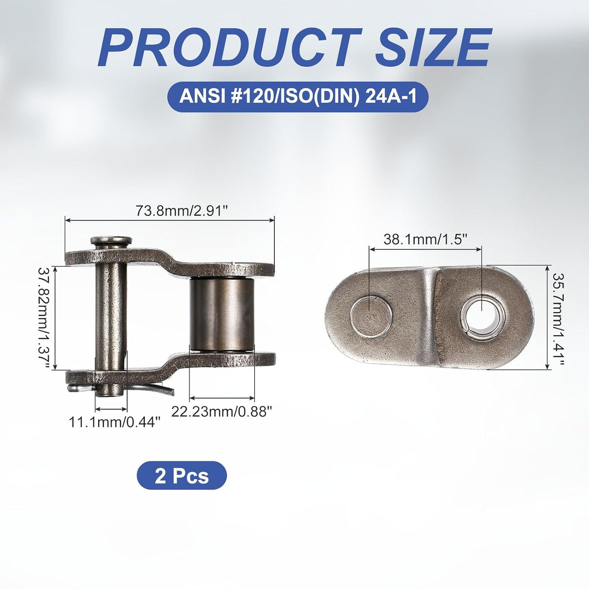 DTGN ANSI #120 Roller Chain Offset Half Link 38.1mm Pitch 2Pcs