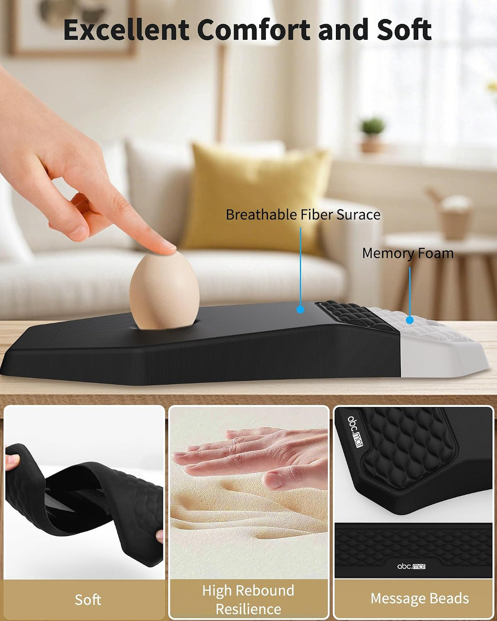 Ergonomic Mouse Pad Wrist Rest and Keyboard Wrist Rest Support Set | Massage Design Mousepad for Carpal Tunnel Pain