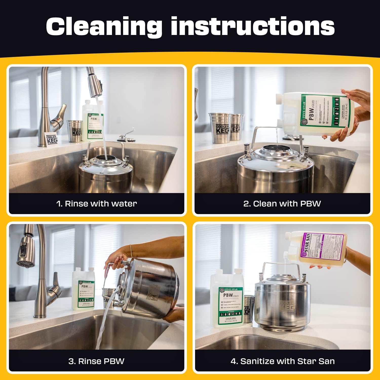 Star San Cleaner 32oz - No Rinse Food Grade Brewing Sanitizer Rinseless Cleaning Agent for Home Brew, Kegs, Stainless