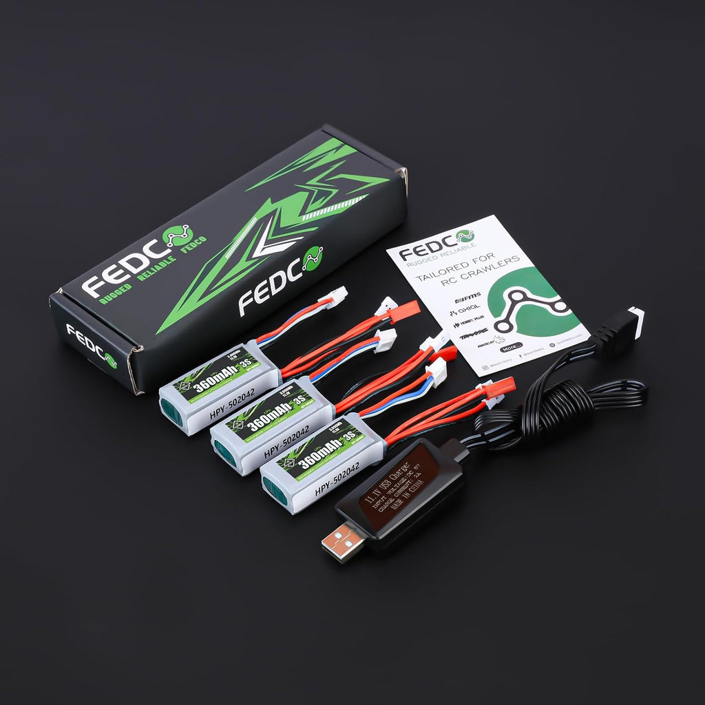 3S Lipo Battery 11.1V 360mAh Various Plugs Rechargeable RC Battery | JST&MJ&PH2.0&MX2.0 Plug with USB Charger for