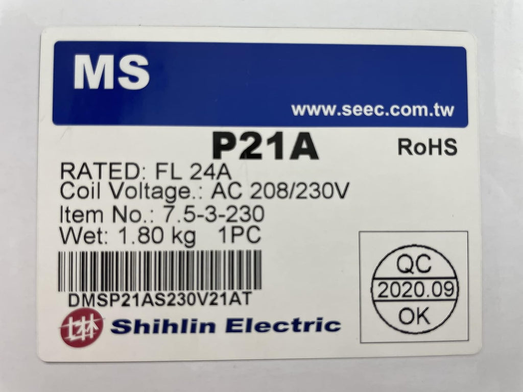 Magnetic Motor Starter Control 7.5 HP 3 Phase 208/230V 17-24AMP S-P21