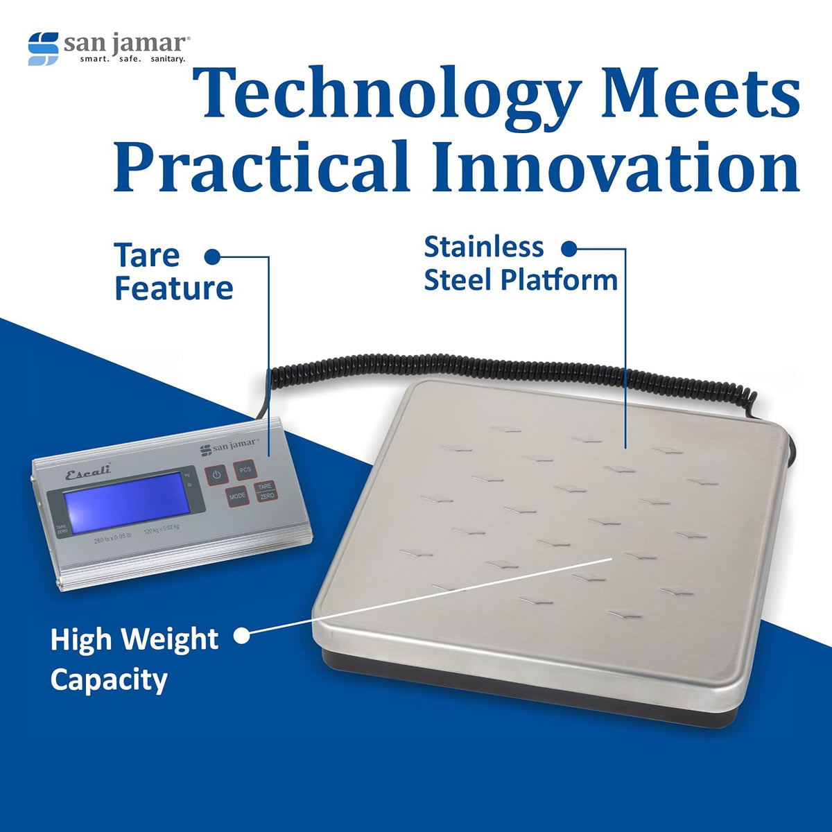 Escali Digital Kitchen Scale SCDG264 – Platform Kitchen Scale with Remote Display, 264lb Capacity, Stainless Steel