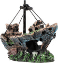 Shipwreck Fish Tank Decoration, Resin Aquarium Ornament for Fish Favors