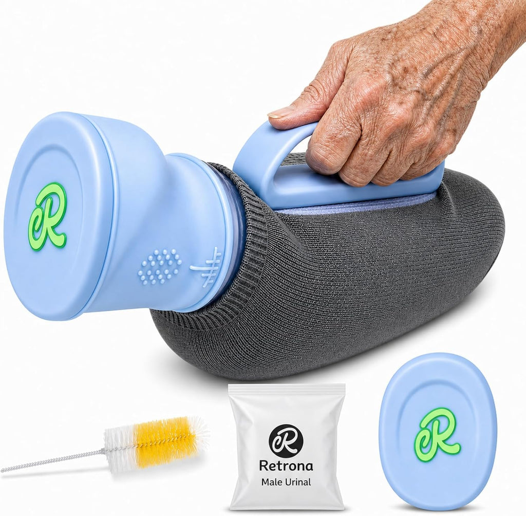 Male Urinal for Men, 40oz/1200ml Soft Silicone Spill Proof Urine Bottle