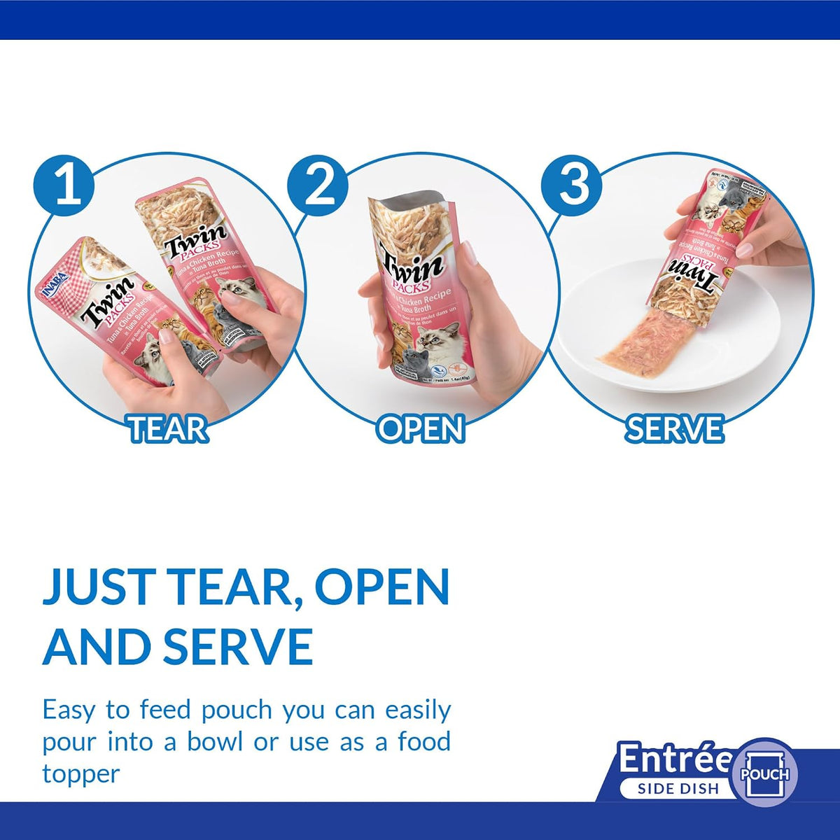 Twin Packs for Cats, Side Dish/Topper Pouch, 1.4 Ounces per Serving, 16 Servings, Tuna & Chicken with Scallop Recipe