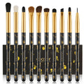 Eye Makeup Brushes 10Pcs Skull Printed Eyeshadow Makeup Brush Set Blending Concealer Eyebrow Eye Liners Premium