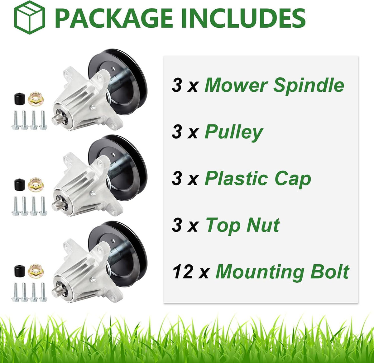 918-06980 618-06980 Spindle Assembly Kit for 50 inch Deck Cub Cadet RZT-50 S50 L50 ZT1-50 XT1-50 GT50 Troy Bilt Mustang 50 Craftsman G8200 Z550 Zero Turn Mower Parts (3 Pack)