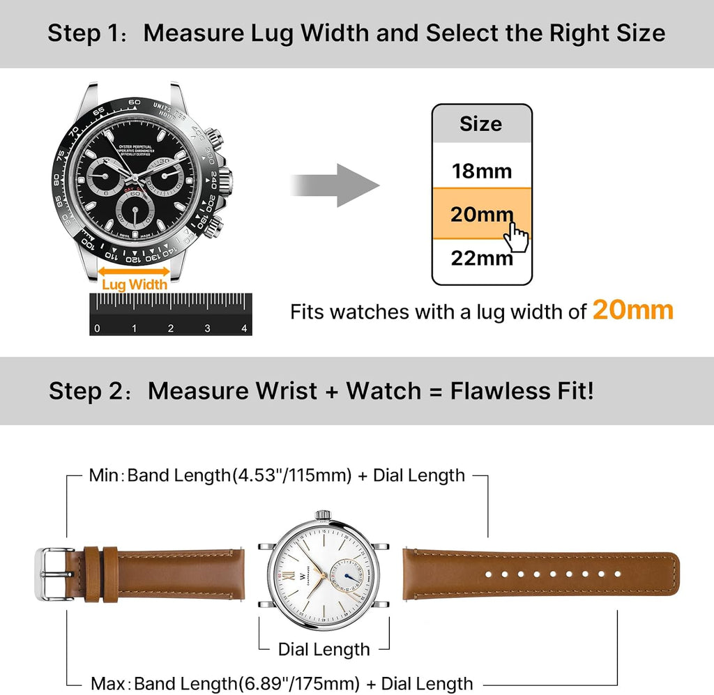 20mm Quick Release Leather Watch Bands for Garmin Samsung Galaxy | 2 Pack Straps for Vivoactive 6/5, Venu Sq/Sq 2