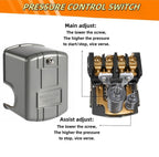Water Well Pressure Control & Air-Pump Pressure Switch, 40-60 PSI, Adjustable Differential,1/4" Female NPT, Automatic (2 Pcs)