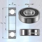 ACROPIX 6303-2RS Bearings Double Rubber Sealed Deep Groove Ball Bearings 17x47x14mm Silver Tone - Pack of 10