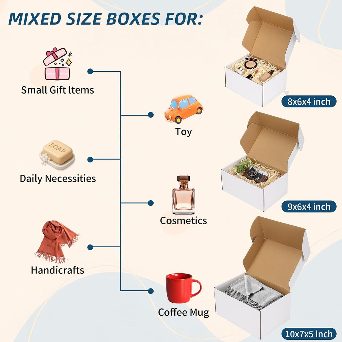 White Small Shipping Boxes, 30 Packs Cardboard Mailer Boxes for Packaging Small Business with Lids (10x7x5, 9x6x4