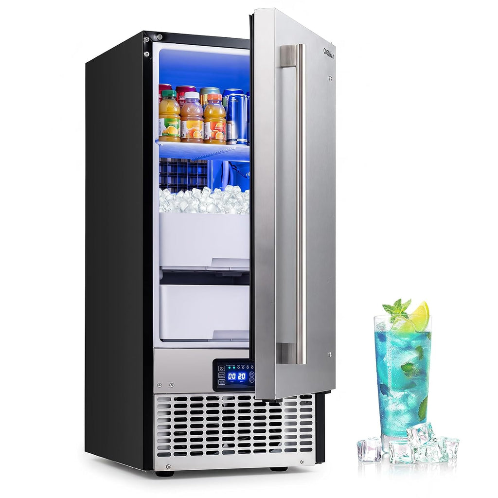 Under Counter Ice Maker w/Refrigerator Function 90Lbs/24H, Black