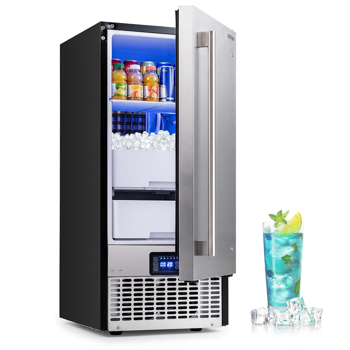 Under Counter Ice Maker w/Refrigerator Function 90Lbs/24H, Black