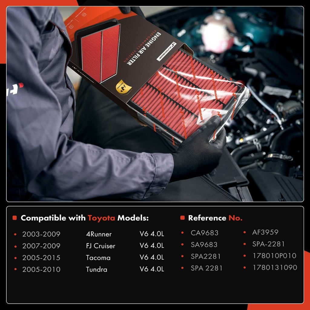 A-Premium 2-PC Pre-oiled Engine Air Filter Compatible with Toyota