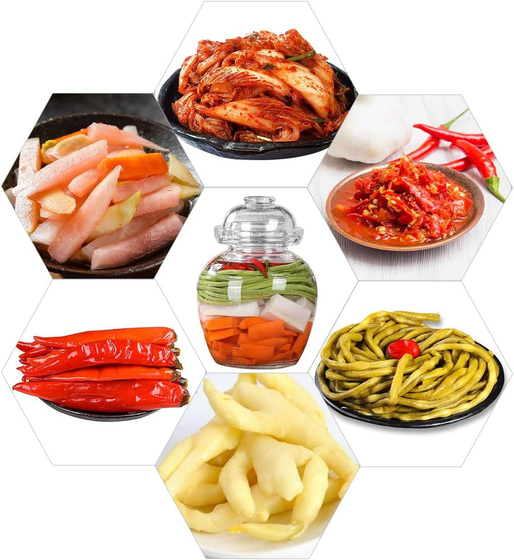 Pickle Jar, 2.5 Liter Fermentation Kimchi Jar with Water Seal Lid | Food Grade, Clear Glass