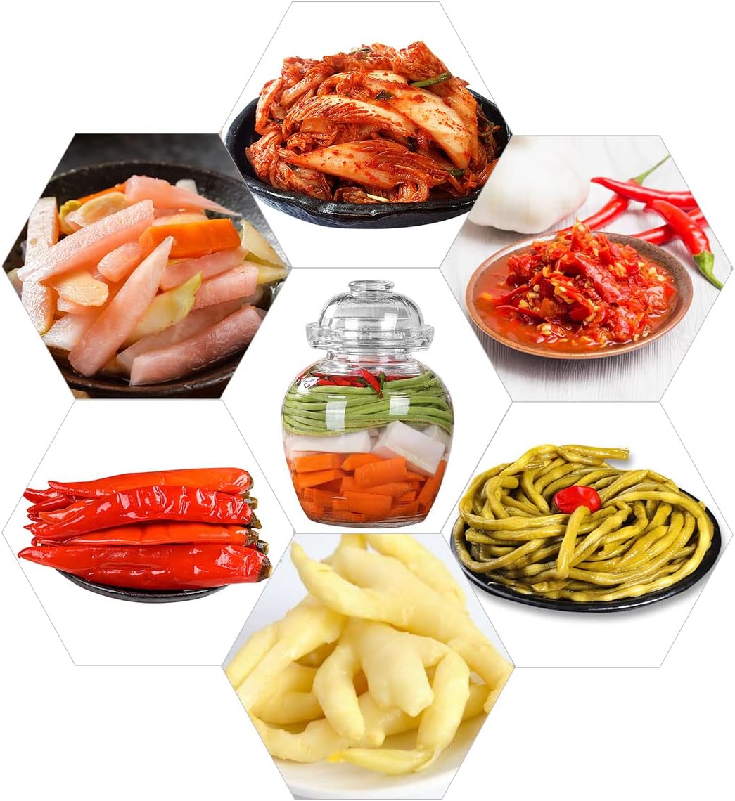Pickle Jar, 2.5 Liter Fermentation Kimchi Jar with Water Seal Lid | Food Grade, Clear Glass