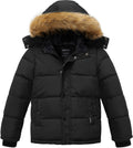 Boys' Winter Coat Warm Puffer Jacket Waterproof with Faux Fur Hood | Windproof,5000mm Waterproof,Snap Button