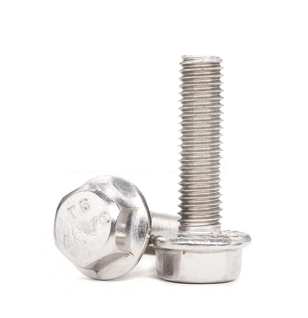 20pcs 1/4"-20 x 1/2" Serrated Flanged Hex Bolts Flange Hexagon Screws, Stainless Steel 18-8 (304), Plain Finish