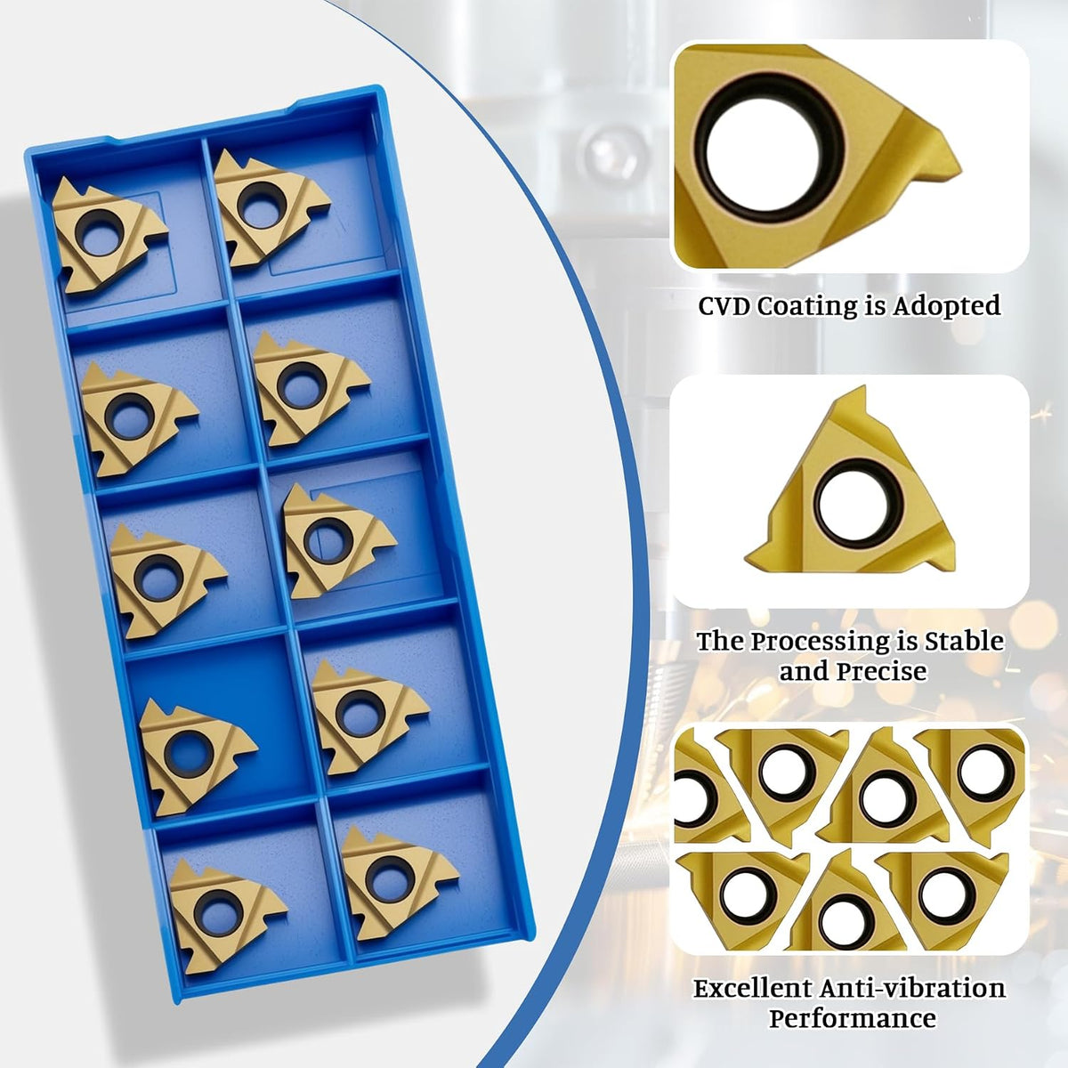 10 PCS 16ER AG60 Lathe Threading Carbide Inserts