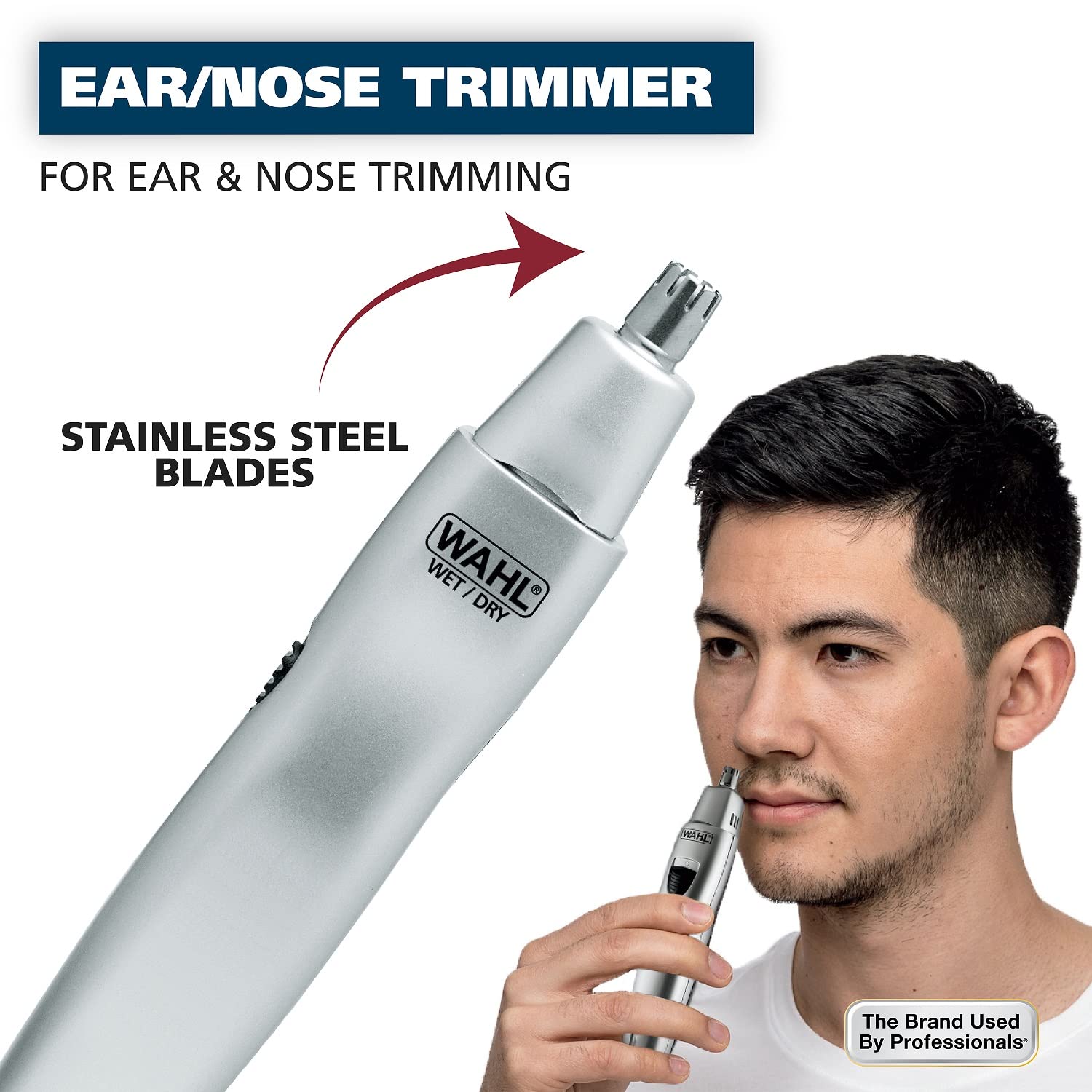 Battery Men’s Nose Hair Trimmer - Eyebrows, Neckline, Nose & Ear Hair | Quick Multi-Head Cordless Precision Trimming