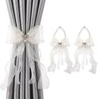 Pearl Bow Magnetic Curtain Tiebacks for Home Decor (2, White)