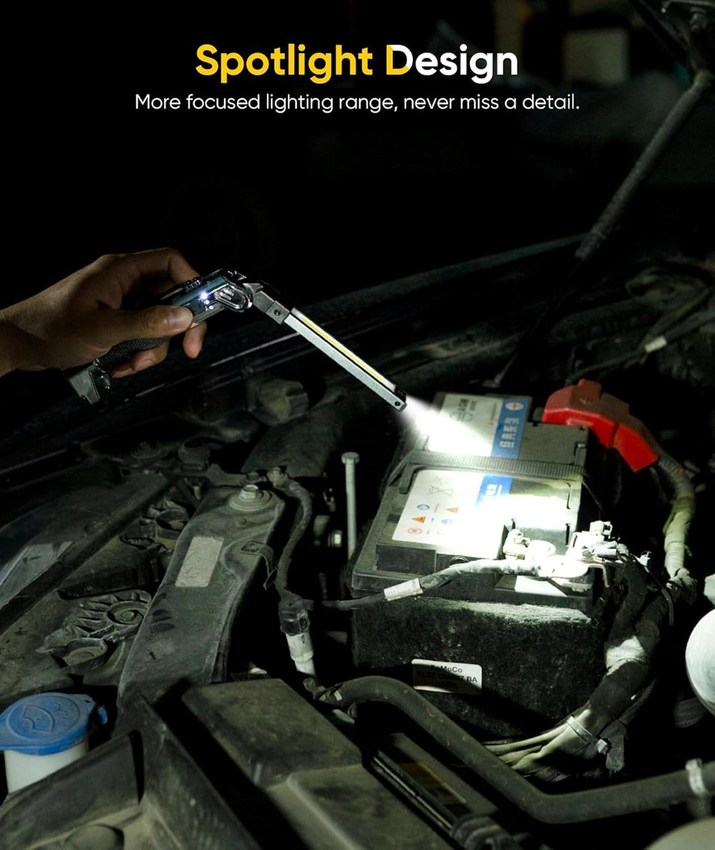 Magnetic Work Light - 4000mAh Rechargeable Work Light with Hook Design, 1200 Lumens Mechanic Light, 3 Lighting Modes