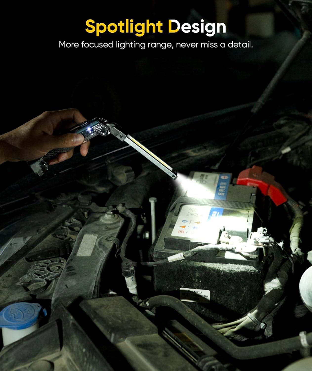 Magnetic Work Light - 4000mAh Rechargeable Work Light with Hook Design, 1200 Lumens Mechanic Light, 3 Lighting Modes
