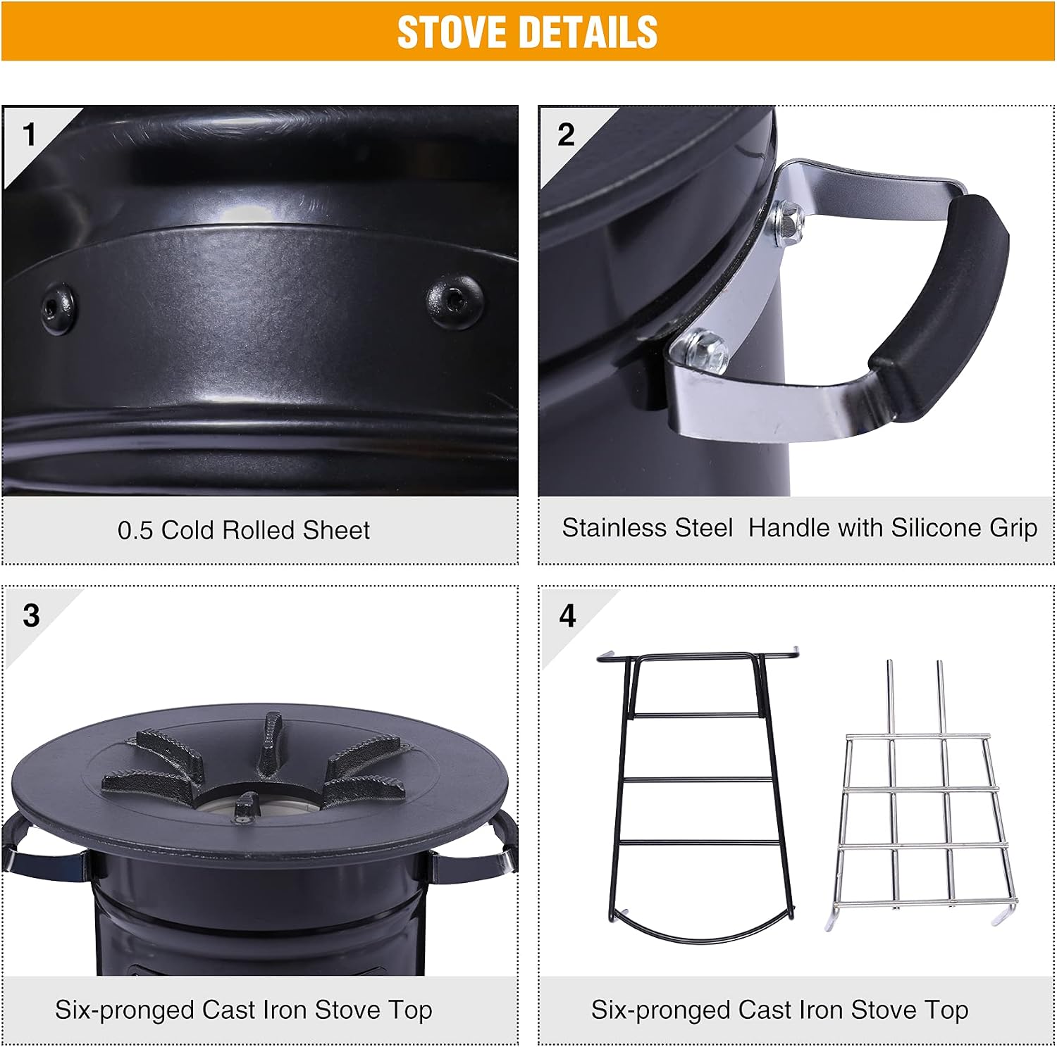Camping Rocket Stove Wood Burning Portable for Cooking, Outdoor Camping Wood Stove with Carrying Bag for Backpacking