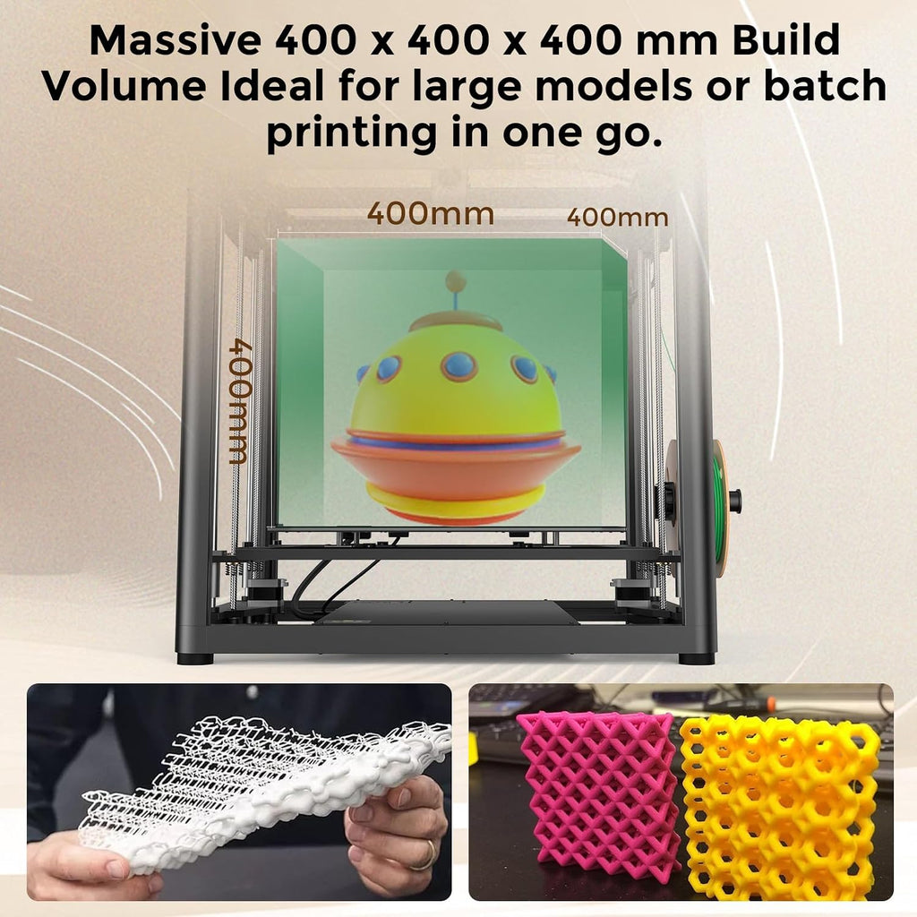 Ender-5 Max 3D Printer, 400mm Build, 700mm/s Printing | 400x400x400mm build volume, 36-point auto leveling and LAN