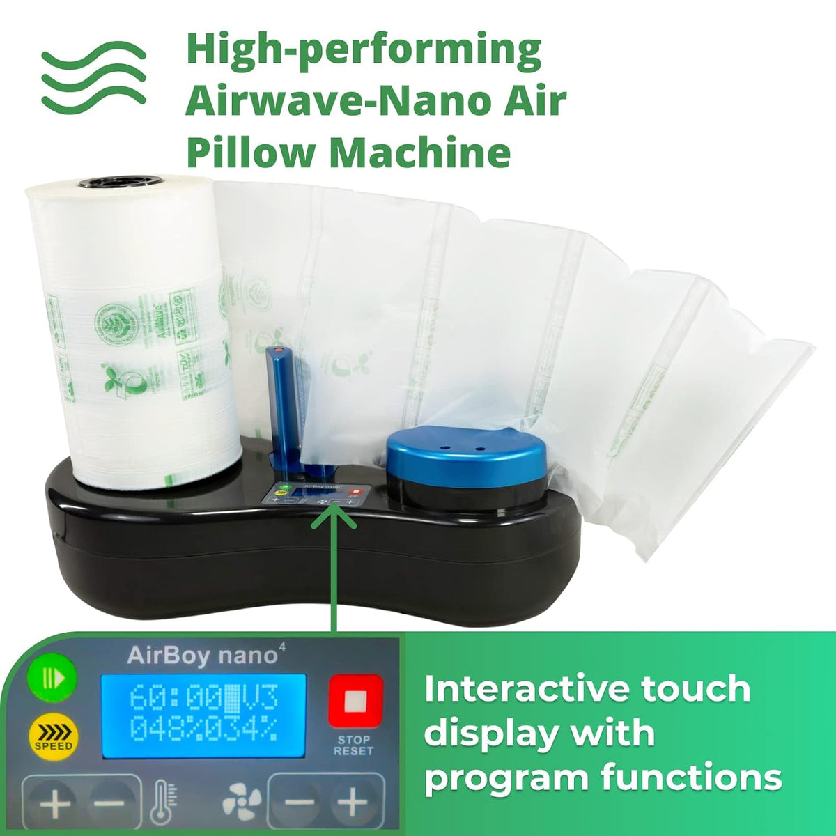 PlantWave-9.7.1 Plastic-Free Air Pillows for Packaging, 8" Wide and 850' Long Plant Based Film (1 Roll)