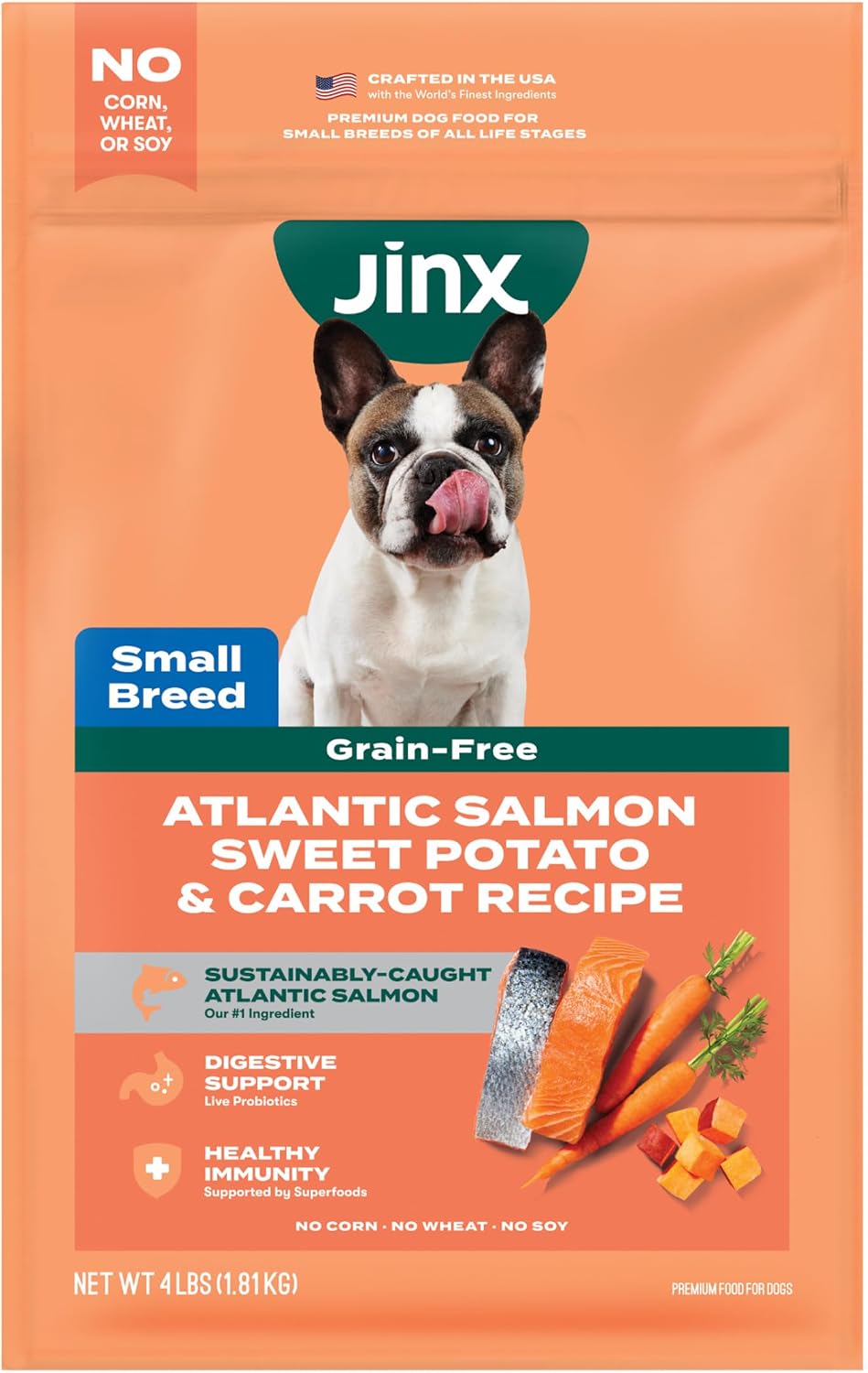 Grain Free Dry Dog Food, Small Breed - Real Salmon, 4lb